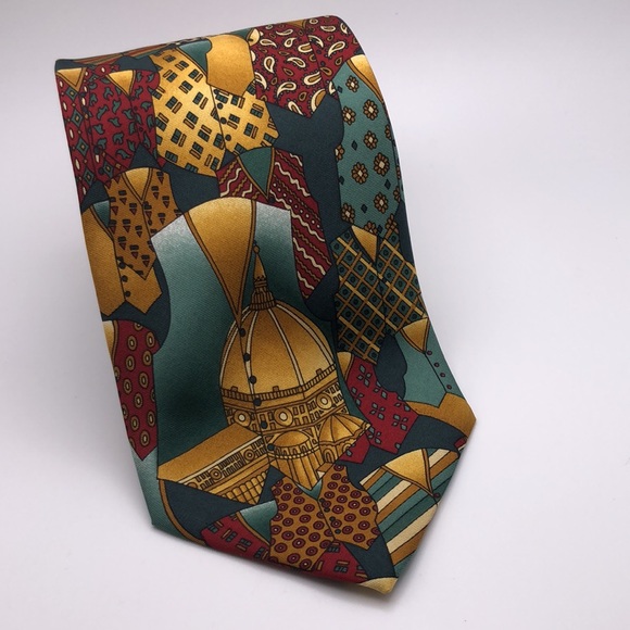 Firenze 100% Silk Tie Made in Italy.  Simone Italy. Landmarks Rome - Picture 2 of 10